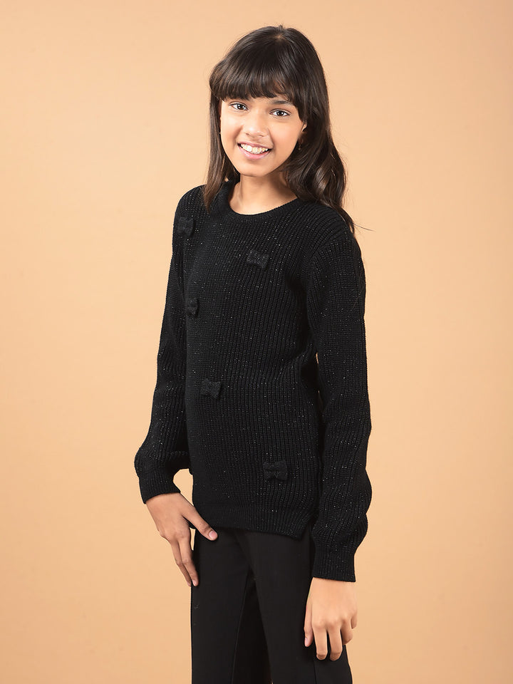 Black Sweater-Girls Sweaters-Crimsoune Club