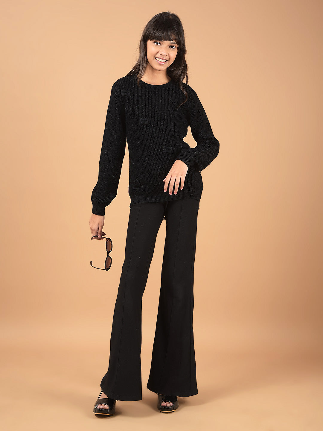 Black Sweater-Girls Sweaters-Crimsoune Club