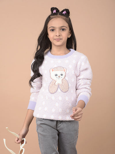 Purple Embellished Sweater-Girls Sweaters-Crimsoune Club