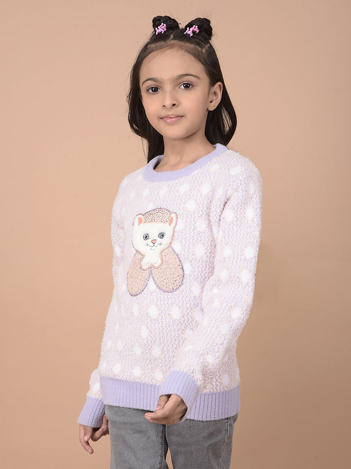 Purple Embellished Sweater-Girls Sweaters-Crimsoune Club
