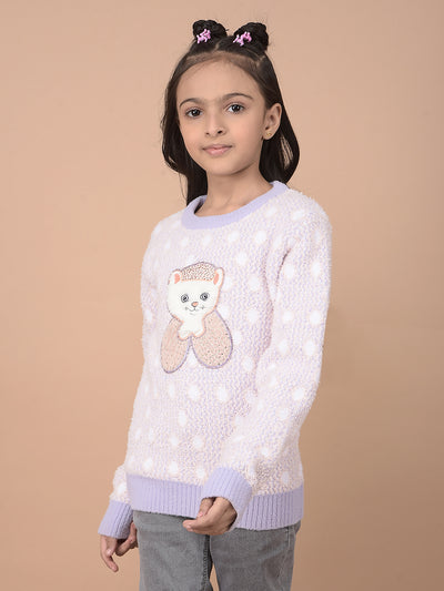 Purple Embellished Sweater-Girls Sweaters-Crimsoune Club