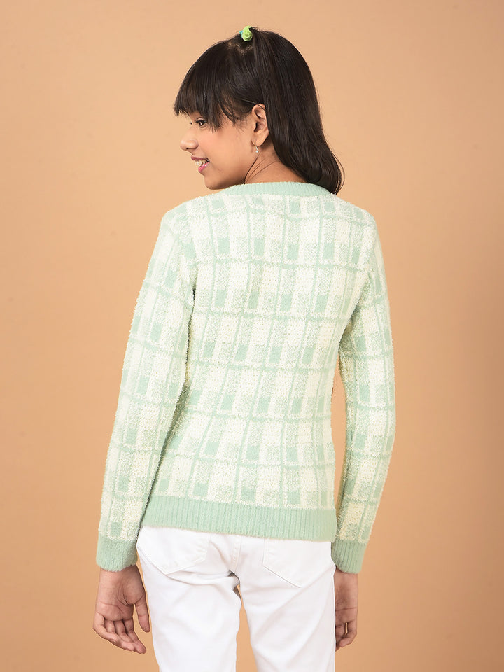 Green Embellished Sweater-Girls Sweaters-Crimsoune Club