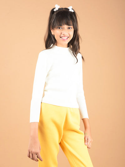 White High Neck Sweater-Girls Sweaters-Crimsoune Club
