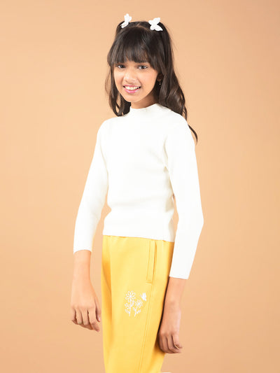 White High Neck Sweater-Girls Sweaters-Crimsoune Club