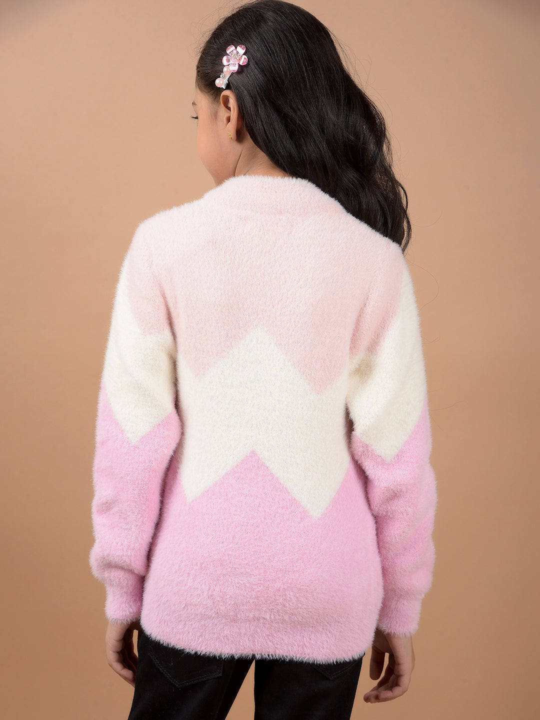 Pink Color Block Sweater Crimsoune Club