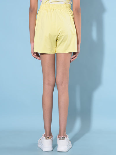 Yellow Mid Thigh Cotton Shorts-Girls Shorts-Crimsoune Club