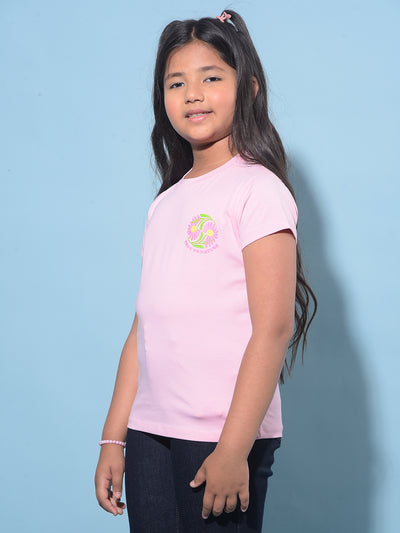 Pink Cotton T-Shirt-Girls T-Shirts-Crimsoune Club