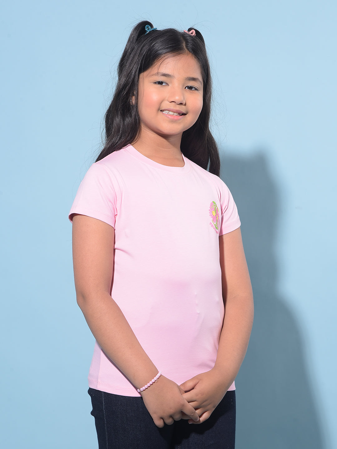 Pink Cotton T-Shirt-Girls T-Shirts-Crimsoune Club