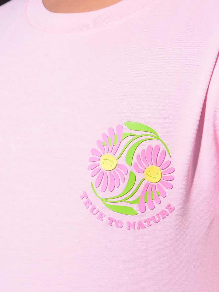 Pink Cotton T-Shirt-Girls T-Shirts-Crimsoune Club