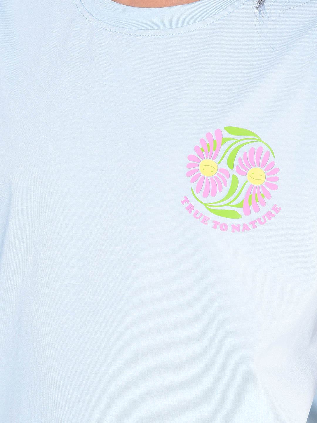 Blue Cotton T-Shirt-Girls T-Shirts-Crimsoune Club