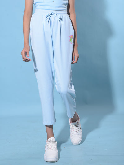 Blue Crop Length Lower-Girls Lounge Pants-Crimsoune Club