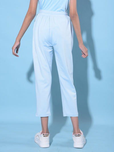 Blue Crop Length Lower-Girls Lounge Pants-Crimsoune Club