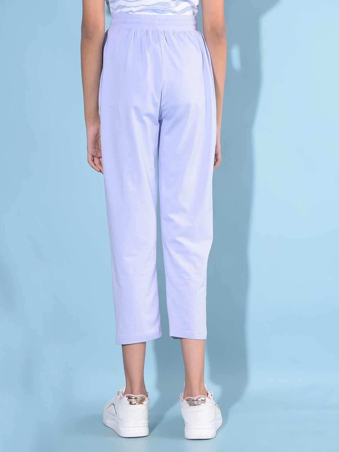 Purple Printed Crop Length Lower-Girls Lounge pant-Crimsoune Club