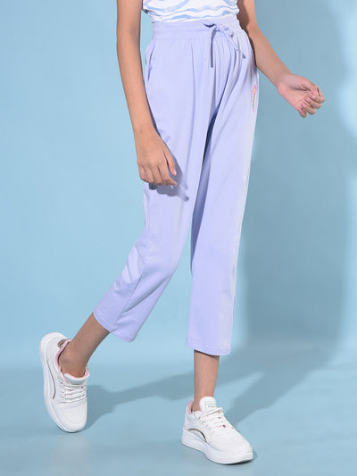 Purple Printed Crop Length Lower-Girls Lounge pant-Crimsoune Club