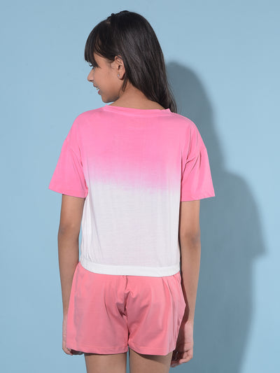 Pink Graphic Print 100% Cotton Tshirt-Girls T-Shirts-Crimsoune Club