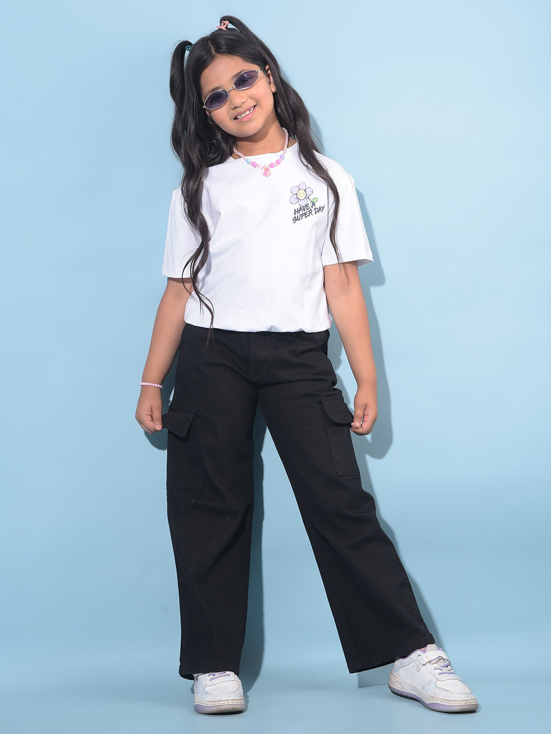 White Graphic Printed Cotton T-Shirt - Main Image