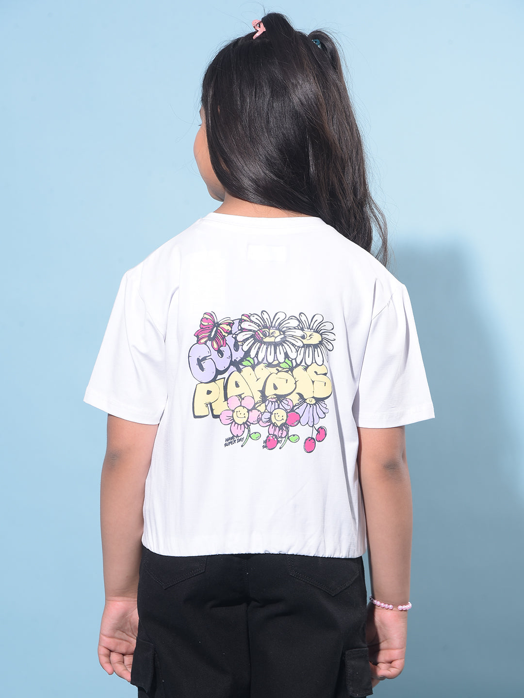 White Graphic Printed Cotton T-Shirt-Girls T-Shirts-Crimsoune Club