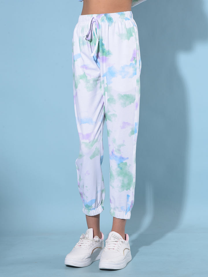 White Abstract Print Crop Length Set Co-Ord-Girls Co-ord Set-Crimsoune Club