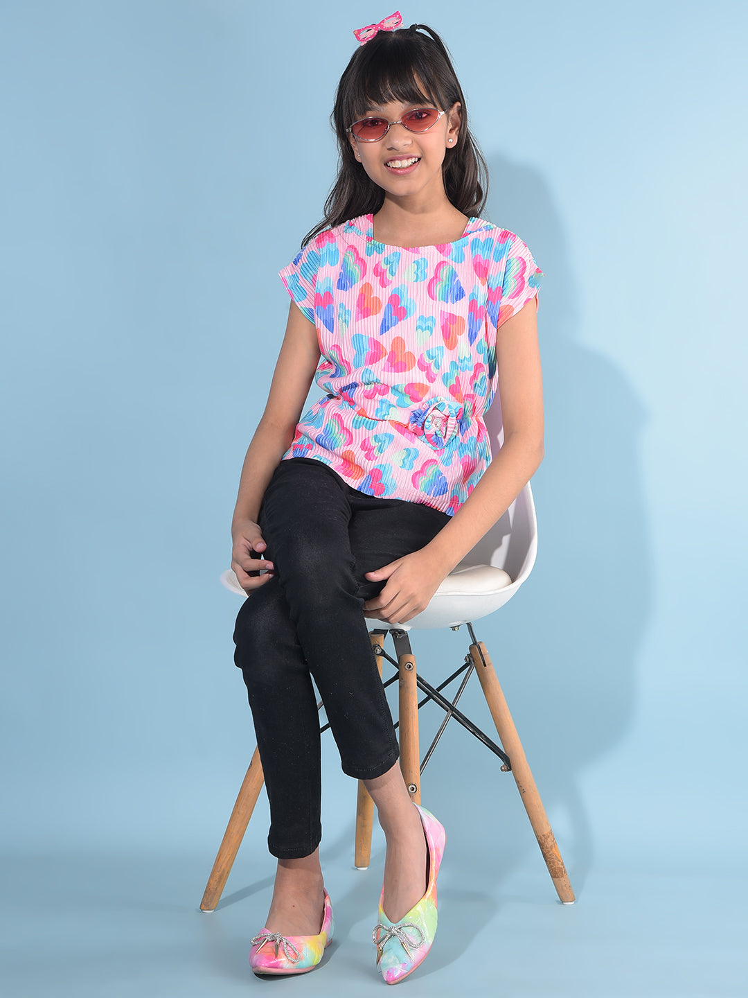 Multi-Colour Printed Top-Girls Tops-Crimsoune Club