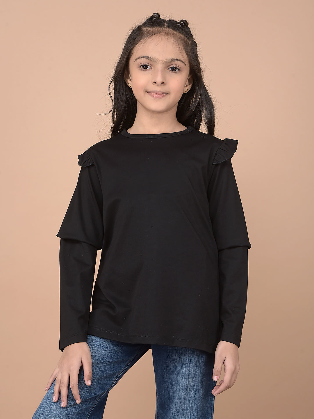 Black 100% Acrylic T-Shirt-Girls T-Shirts-Crimsoune Club