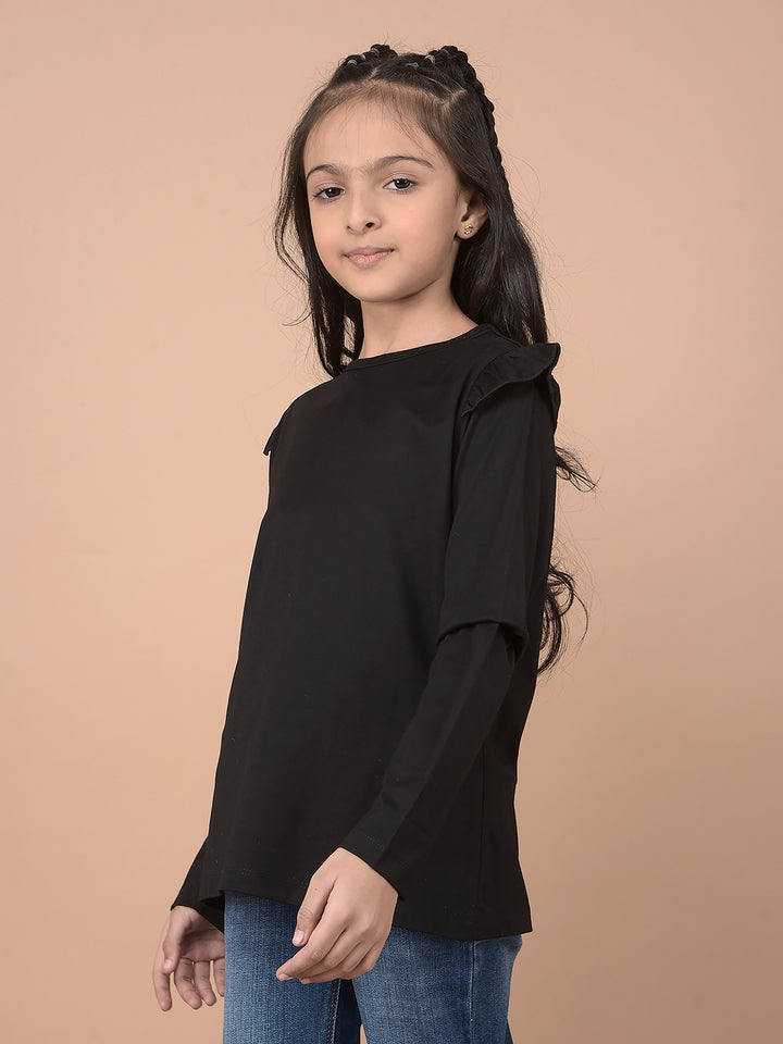 Black 100% Acrylic T-Shirt-Girls T-Shirts-Crimsoune Club