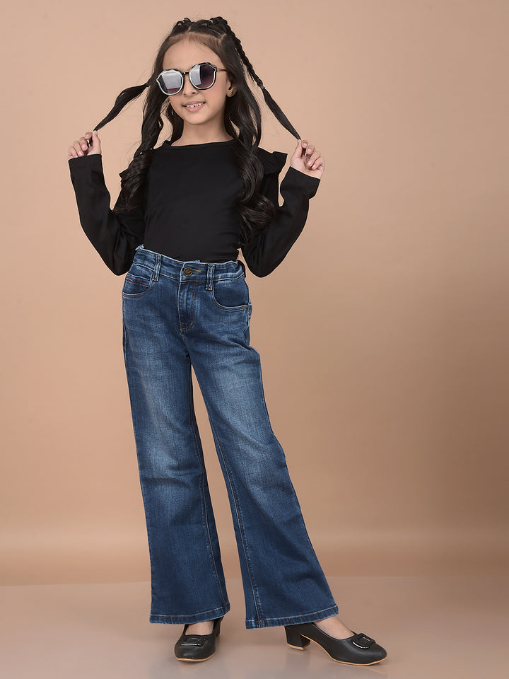 Black 100% Acrylic T-Shirt-Girls T-Shirts-Crimsoune Club