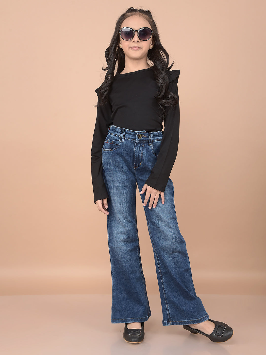 Black 100% Acrylic T-Shirt-Girls T-Shirts-Crimsoune Club