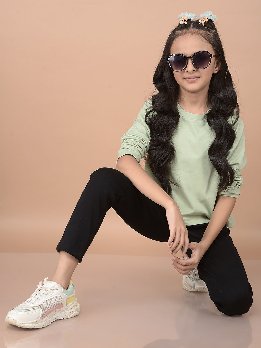 Green T-Shirt-Girls T-Shirts-Crimsoune Club