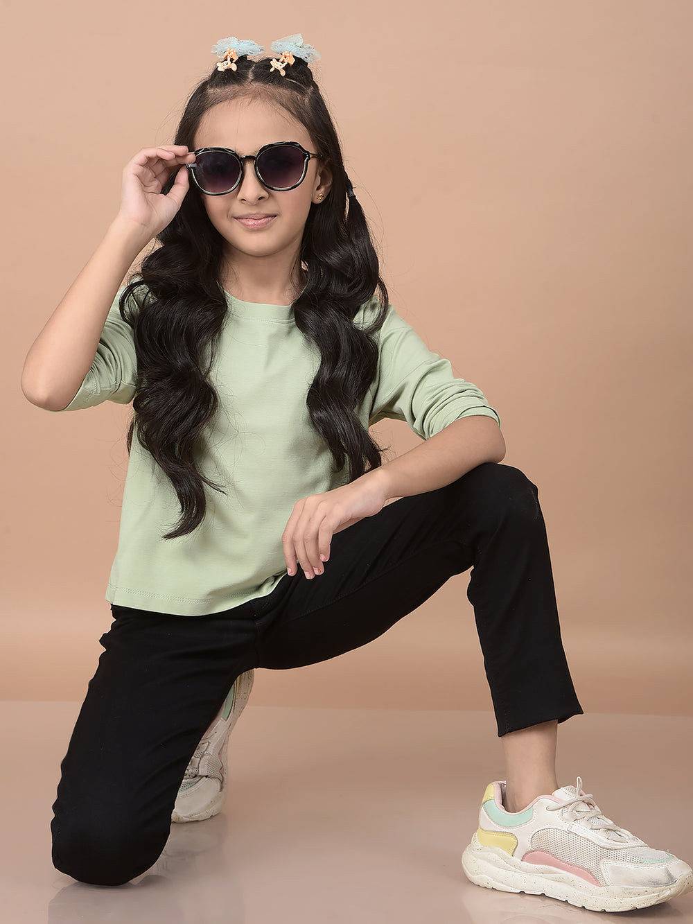 Green T-Shirt-Girls T-Shirts-Crimsoune Club