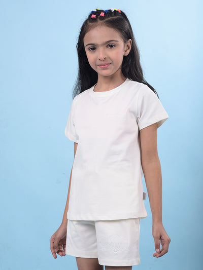 White Printed T-Shirt-Girls T-Shirts-Crimsoune Club