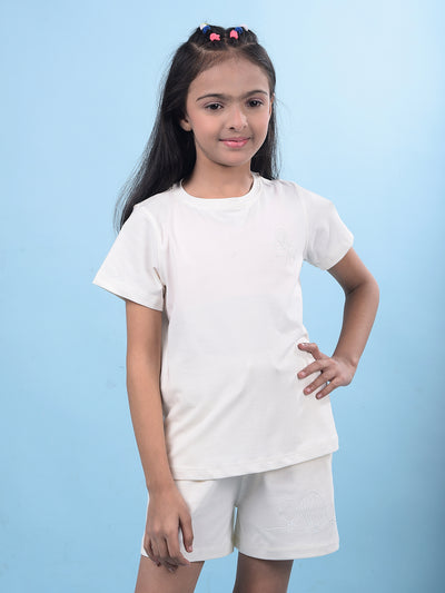 White Printed T-Shirt-Girls T-Shirts-Crimsoune Club