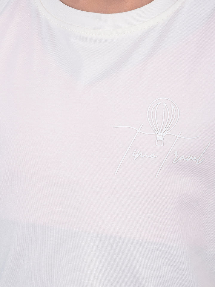 White Printed T-Shirt-Girls T-Shirts-Crimsoune Club
