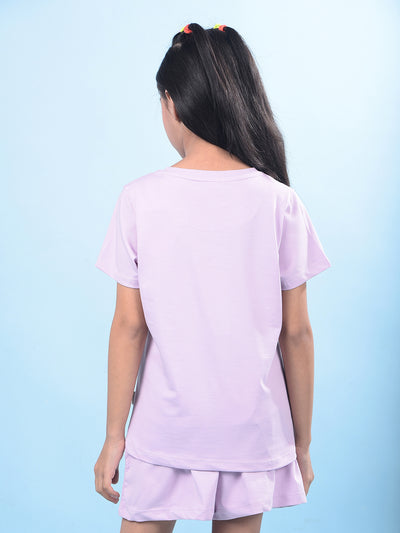 Purple Printed T-Shirt-Girls T-Shirts-Crimsoune Club