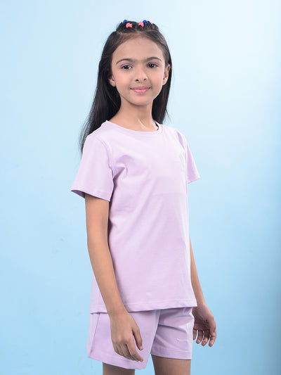 Purple Printed T-Shirt-Girls T-Shirts-Crimsoune Club