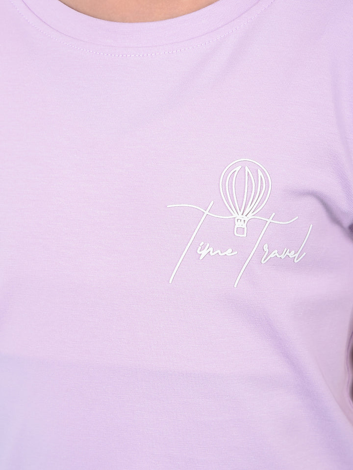 Purple Printed T-Shirt-Girls T-Shirts-Crimsoune Club
