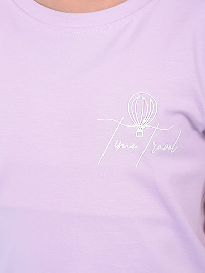 Purple Printed T-Shirt-Girls T-Shirts-Crimsoune Club
