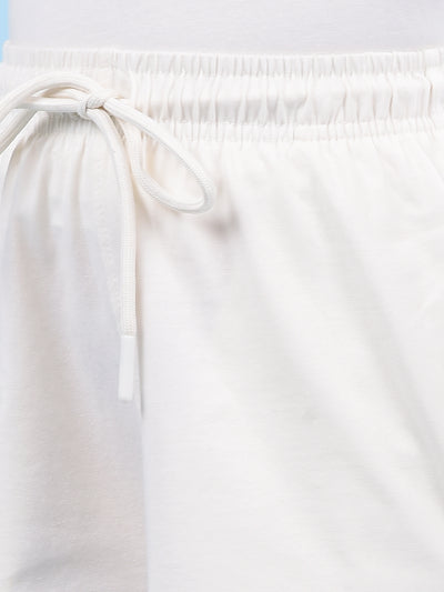 White Printed Cotton Shorts-Girls Shorts-Crimsoune Club