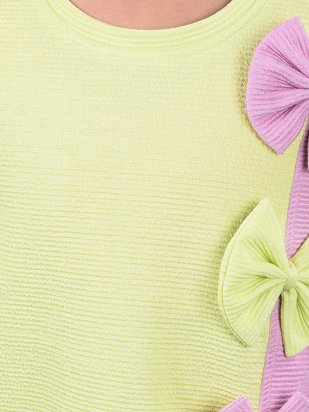 Green Color-Blocked T-Shirt-Girls T-Shirts-Crimsoune Club