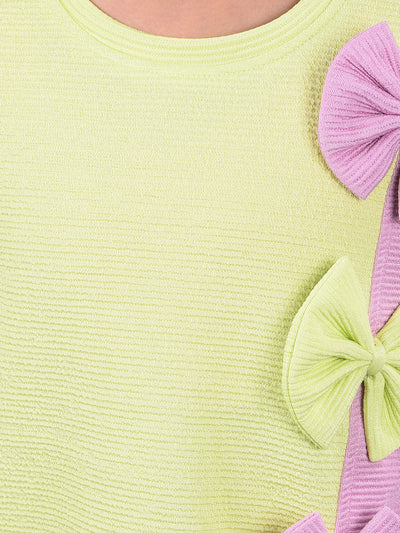 Green Color-Blocked T-Shirt-Girls T-Shirts-Crimsoune Club