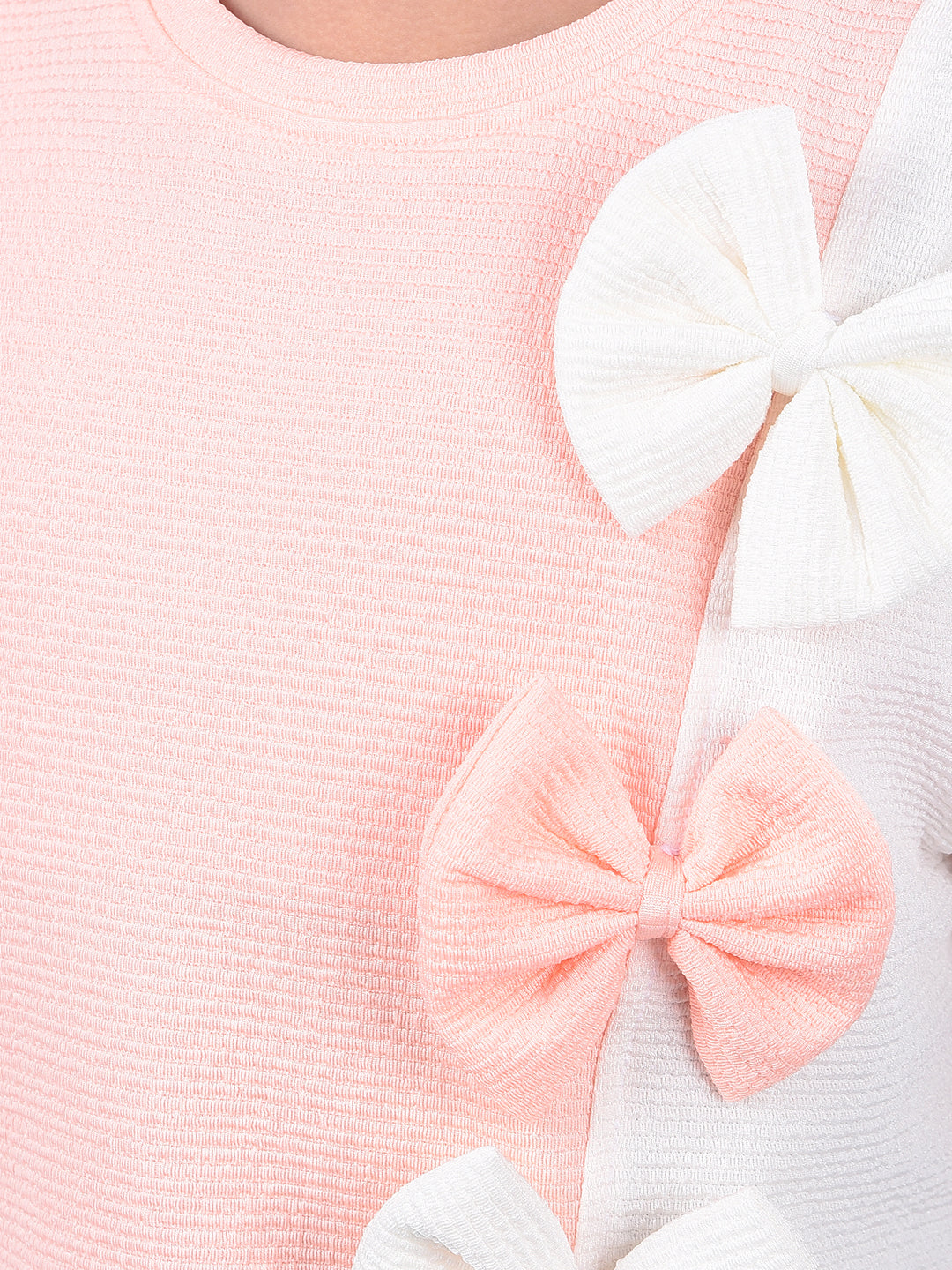 Peach Color-Blocked T-Shirt-Girls T-Shirts-Crimsoune Club