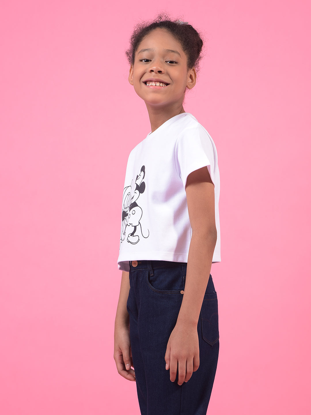 Girl's White Graphic Print T-Shirt-Girls T-Shirts-Crimsoune Club