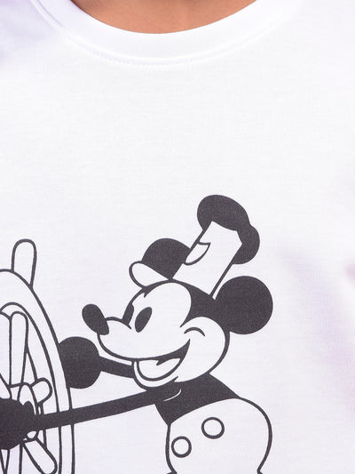 Girl's White Graphic Print T-Shirt-Girls T-Shirts-Crimsoune Club