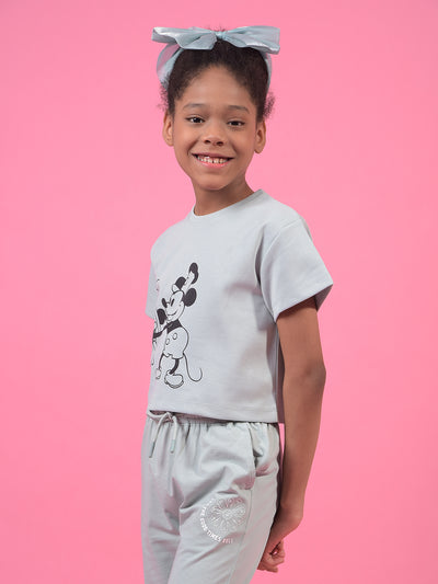 Girl's Grey Graphic Print T-Shirt-Girls T-Shirts-Crimsoune Club