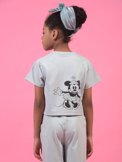 Girl's Grey Graphic Print T-Shirt-Girls T-Shirts-Crimsoune Club