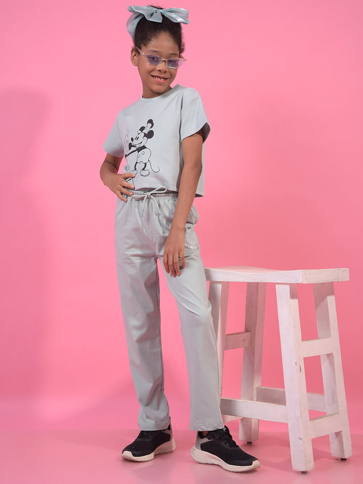 Girl's Grey Graphic Print T-Shirt-Girls T-Shirts-Crimsoune Club
