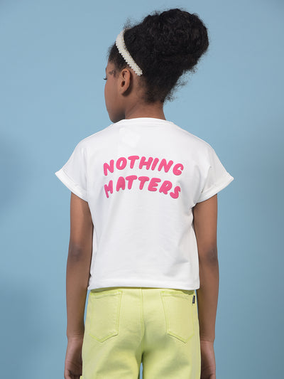 Girl's White Embellished T-Shirt-Girls T-Shirts-Crimsoune Club