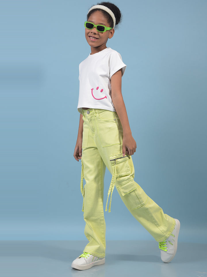 Girl's White Embellished T-Shirt-Girls T-Shirts-Crimsoune Club