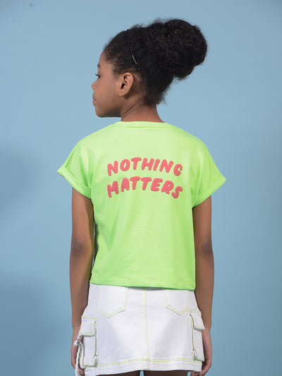 Girl's Green Embellished T-Shirt-Girls T-Shirts-Crimsoune Club
