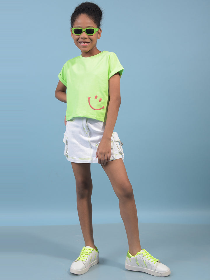 Girl's Green Embellished T-Shirt-Girls T-Shirts-Crimsoune Club