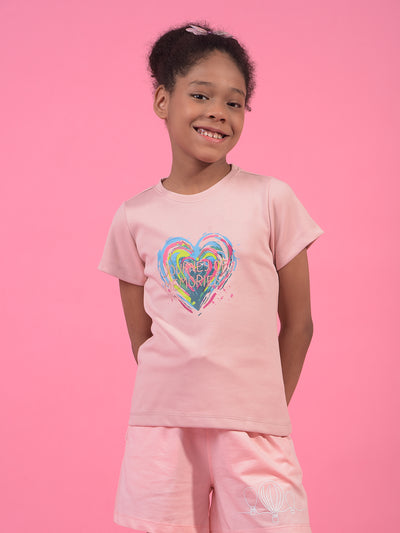 Girl's Pink Embroidered T-Shirt-Girls T-Shirts-Crimsoune Club